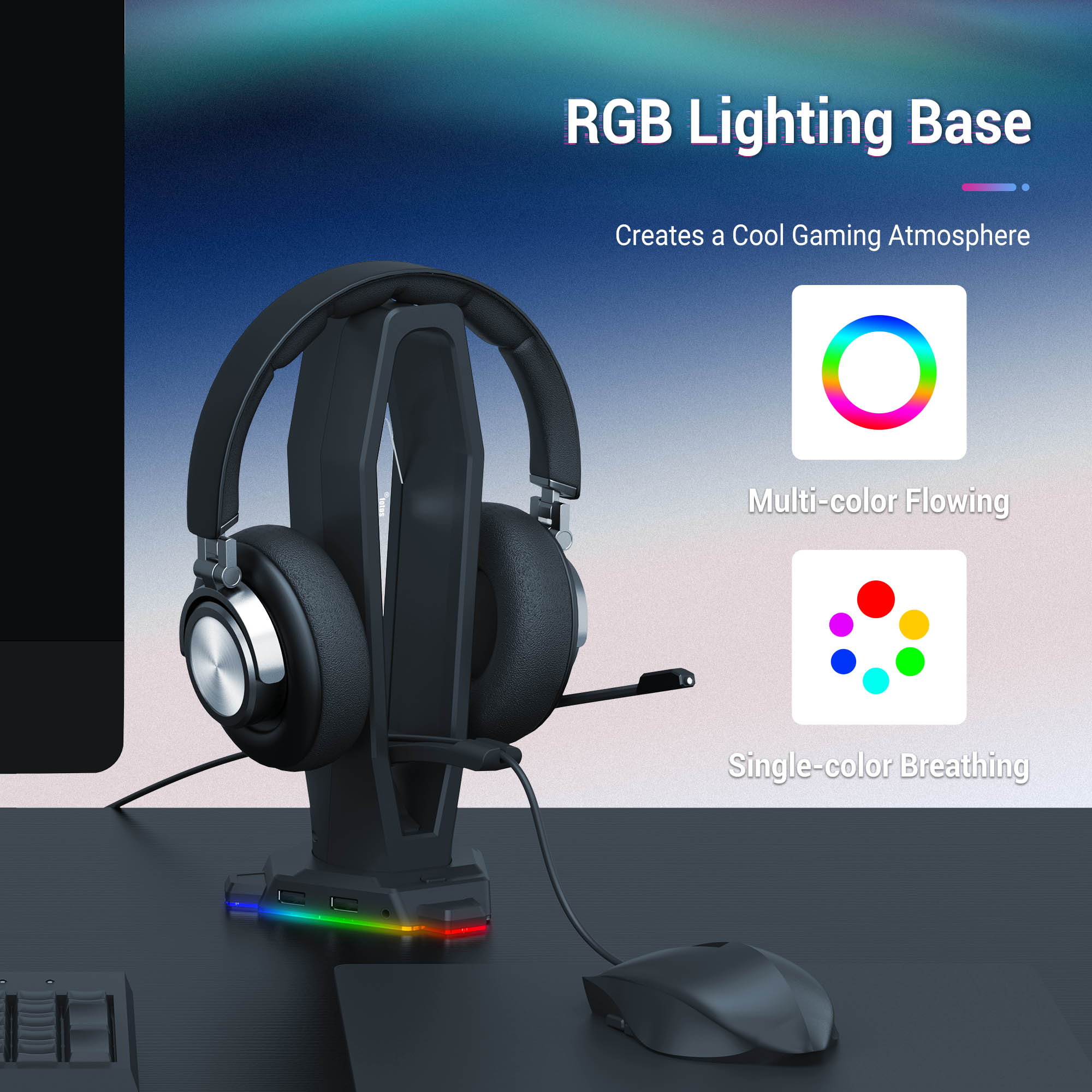 3 Trong 1 RGB Gaming Giữ Tai N - đánh giá và giá Headphone Stand Desk
