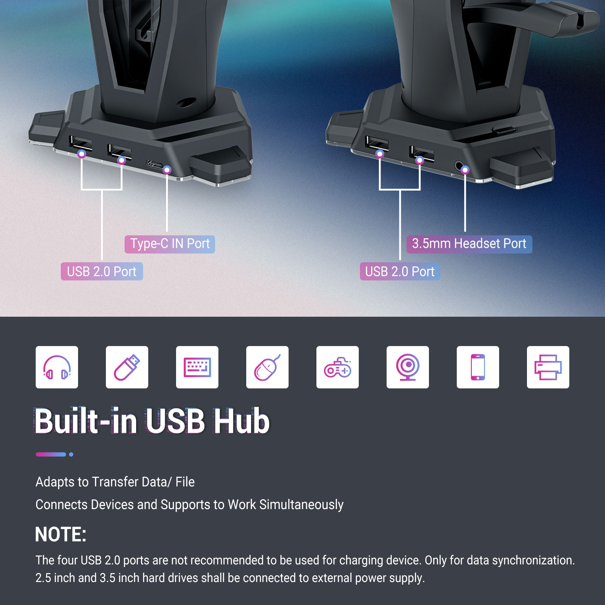 3 Trong 1 RGB Gaming Giữ Tai N - đánh giá và giá Headphone Stand Desk